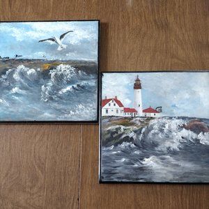 Set of 2 Maine Coast Ceramic Tiles
